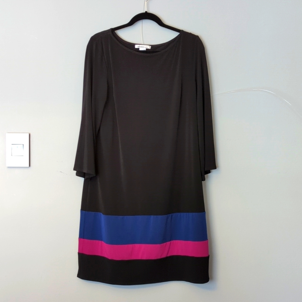 XL long sleeve dress by Laundry.  Black with purple/blue stripe
